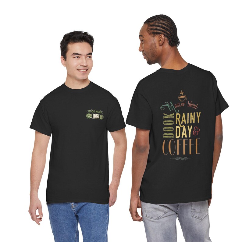 Book Lover,Bookish Rainy Day And Coffee Tee | 'Book Nerd' reading design image 9