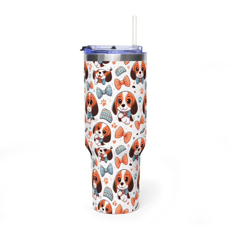 Beagle-Gesicht-Trinkbecher | 1,2-Liter-Edelstahl-Reisebecher mit Henkel Bild 6