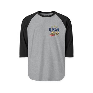 USA 250 Anniversary logo Raglan Shirt | American flag stars stripes image 7