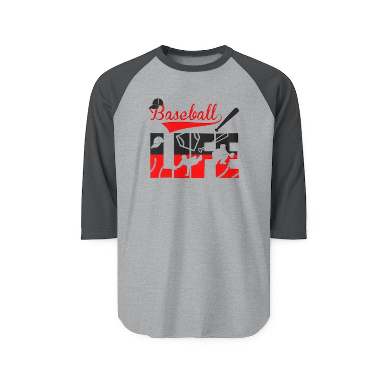 Camiseta raglán Baseball Life / Gráfico de bate y guante de béisbol imagen 9