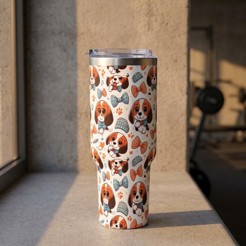Beagle-Gesicht-Trinkbecher | 1,2-Liter-Edelstahl-Reisebecher mit Henkel Bild 5