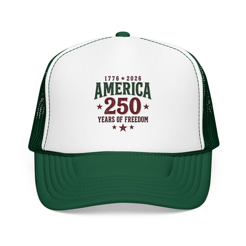 Czapka z pianki America 250 Trucker | Patriotyczna, zabytkowa uroczystość USA zdjęcie 7
