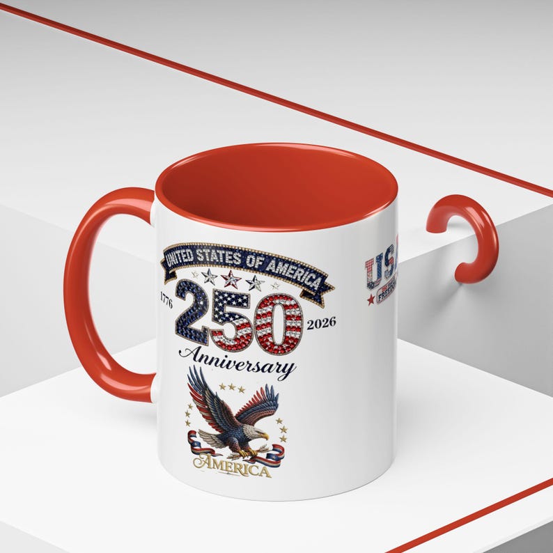USA 250th Anniversary Eagle Coffee Mug | Patriotic 11oz 15oz Accent Mug image 17