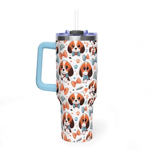 Beagle-Gesicht-Trinkbecher | 1,2-Liter-Edelstahl-Reisebecher mit Henkel Bild 8