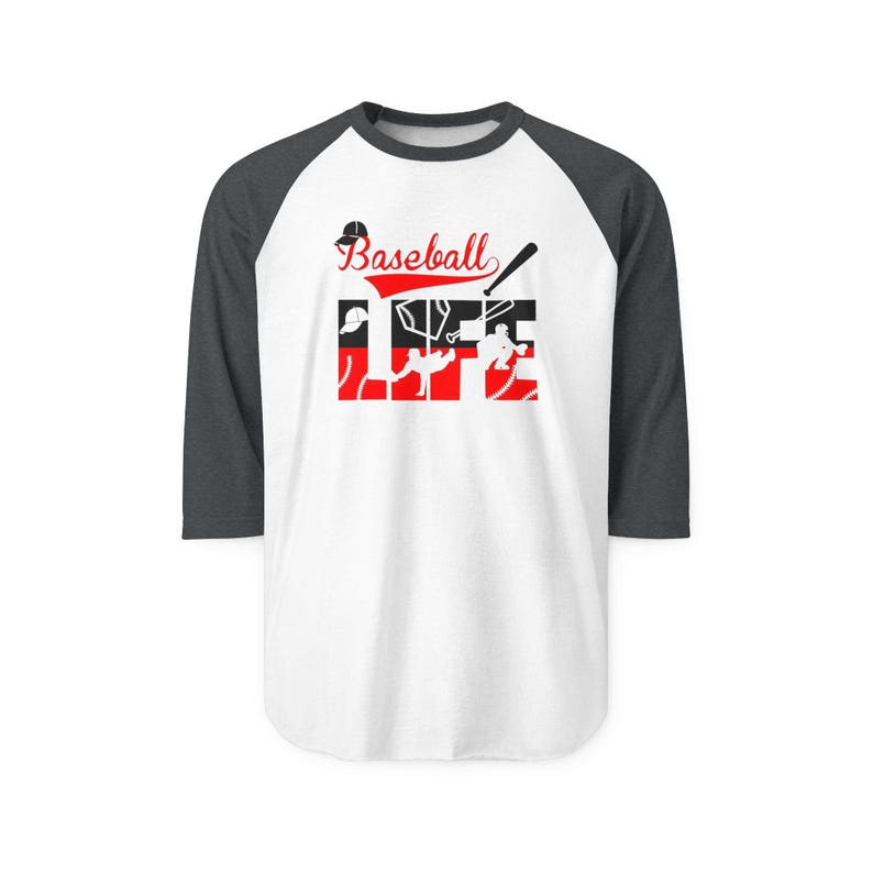 Camiseta raglán Baseball Life / Gráfico de bate y guante de béisbol imagen 10
