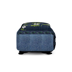 Personalisierter Fußball-Rucksack mit Denim-Muster, Fußball-Design Bild 5