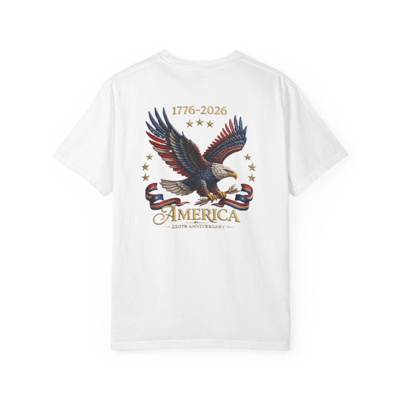 アメリカ建国250周年記念Tシャツ（1776年～2026年）｜愛国的な鷲、自由、国旗 画像 3