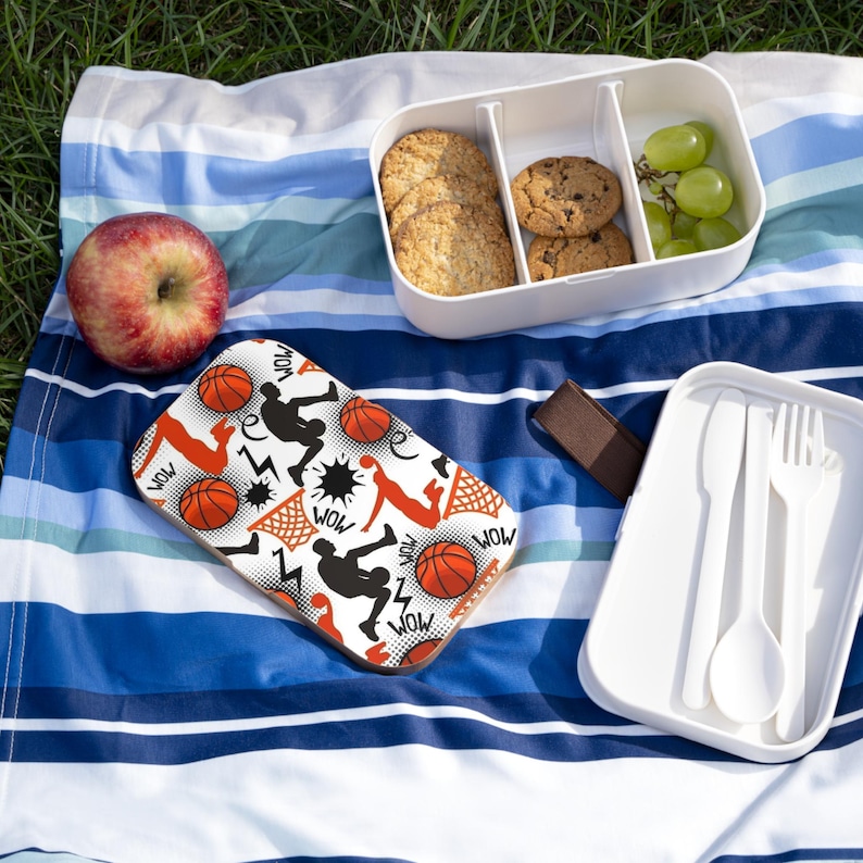 Basketball Pattern Bento Lunch Box | Hoops, Players, Basketballs image 1