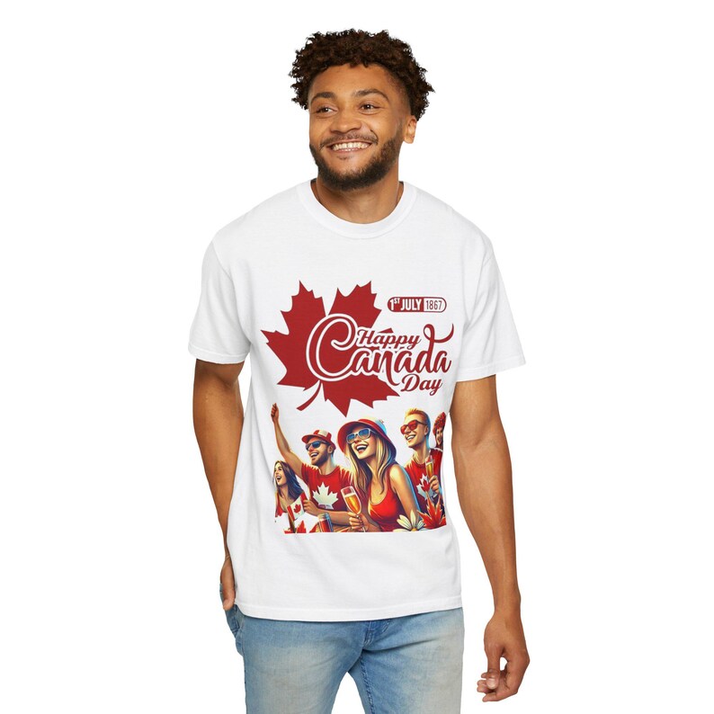Happy Canada Day Maple Leaf T-Shirt | True North Strong Tee image 7