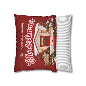 Personalized Holiday Cottage Pillowcase | Family Name Christmas Decor image 15