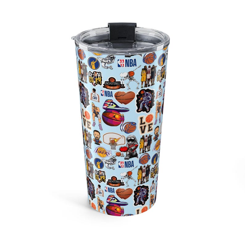 NBA Collage Drinkbeker 590 ml | Basketballogo's, spelers, harten afbeelding 5