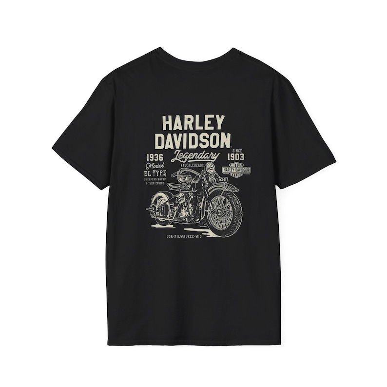 Harley Davidson Script Logo T-Shirt | Motorcycle Retro Tee image 3