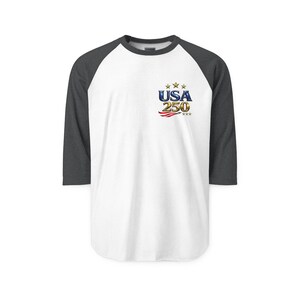 USA 250 Anniversary logo Raglan Shirt | American flag stars stripes image 6