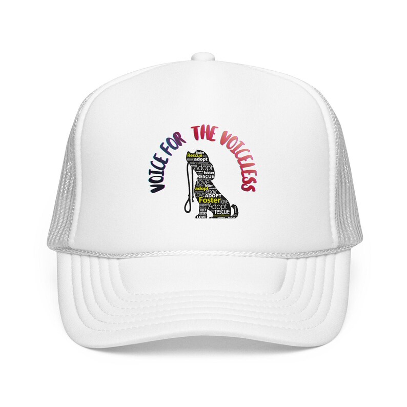 Voice for the Voiceless Foam Trucker Hat | Rescue Dog Paw Print Design image 13