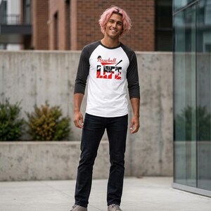 Camiseta raglán Baseball Life / Gráfico de bate y guante de béisbol imagen 8