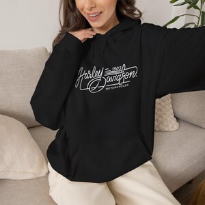 Harley Davidson fans, motorcycle riders, Vintage Motorcycle Hoodie | Harley-Davidson Script Logo image 10