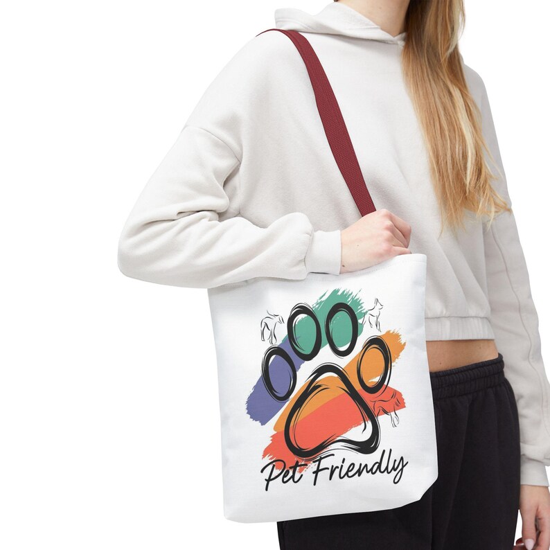 Colorful Paw Print Pet Friendly Tote Bag | Animal Lover Tote image 10