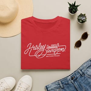 Harley Davidson Script Logo T-Shirt | Motorcycle Retro Tee image 18