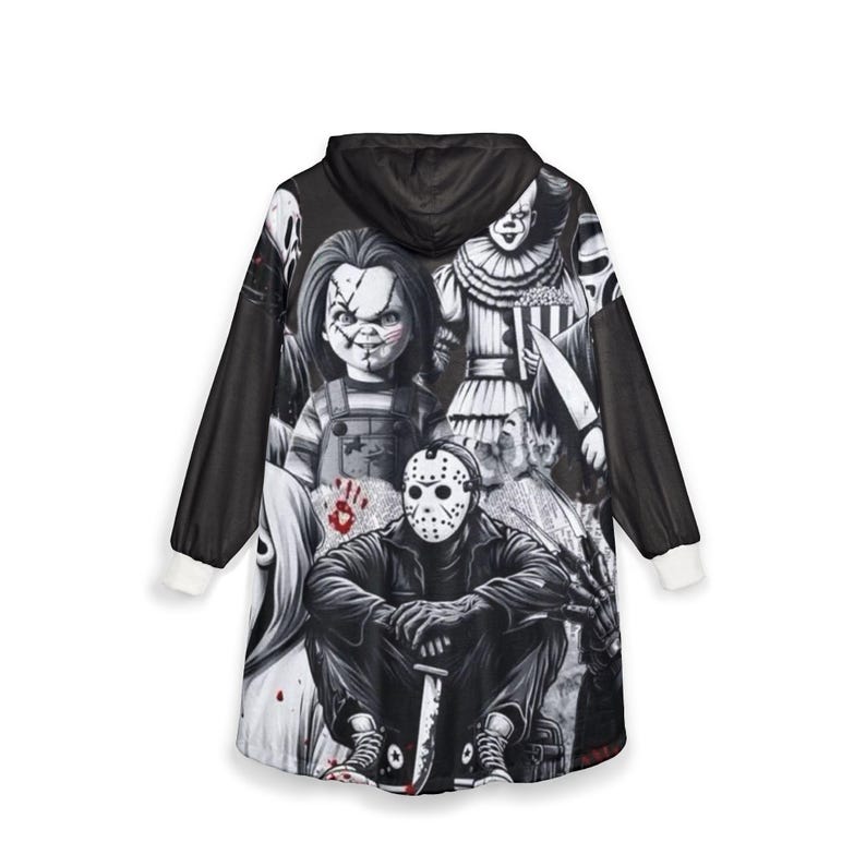 Halloween Horror Movie Killers Hooded Blanket | You're Next Graphic Slasher Print image 12