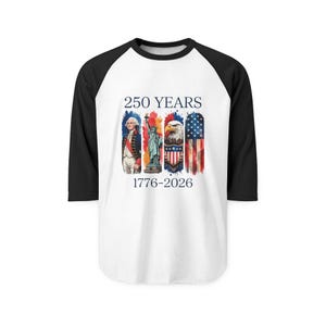 250 años 1776-2026 Camiseta raglán con motivos nativos americanos y bandera / Bicentenario Americana imagen 9