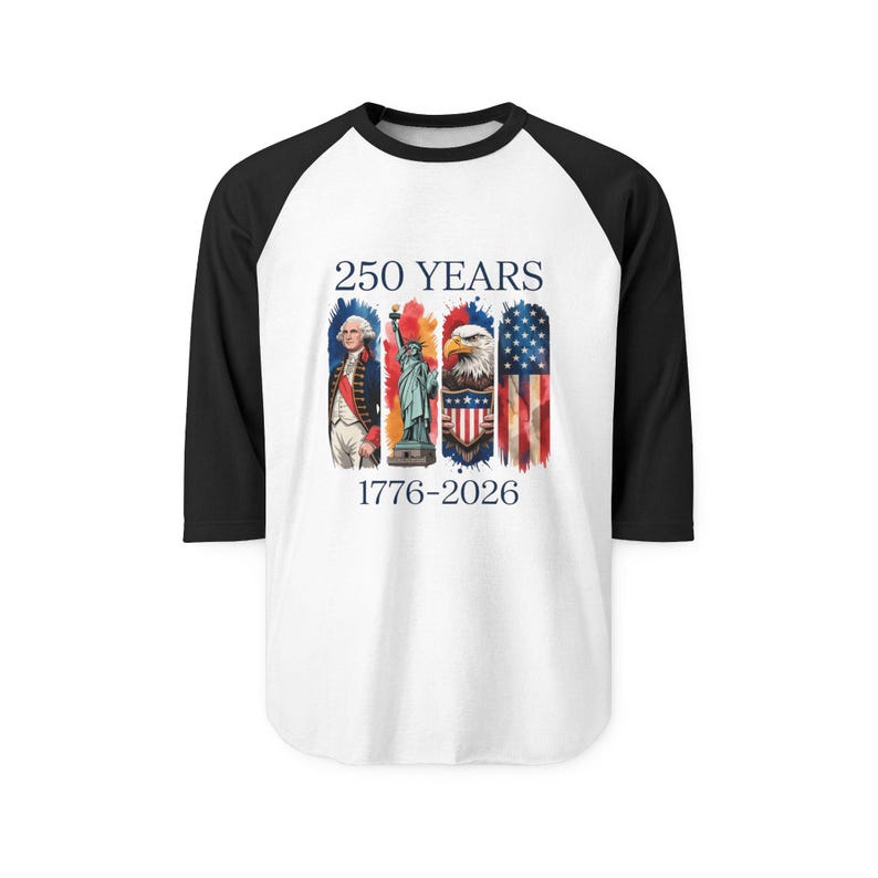 250 años 1776-2026 Camiseta raglán con motivos nativos americanos y bandera / Bicentenario Americana imagen 9