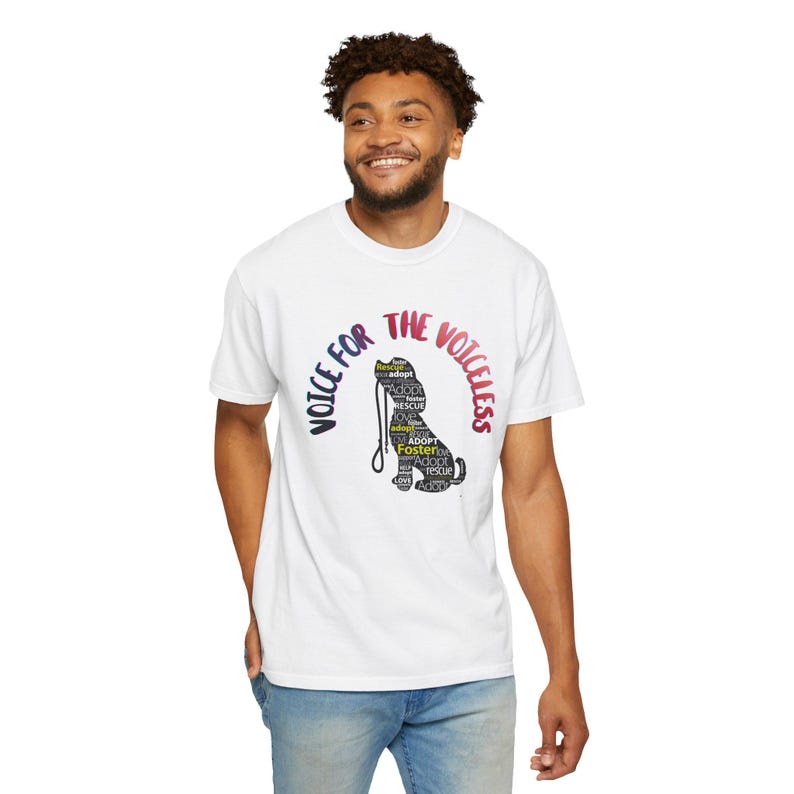 Koszulka z napisem „Głos dla bezgłośnych” | Koszulka z typografią „Zwierzęta uratowane” zdjęcie 2