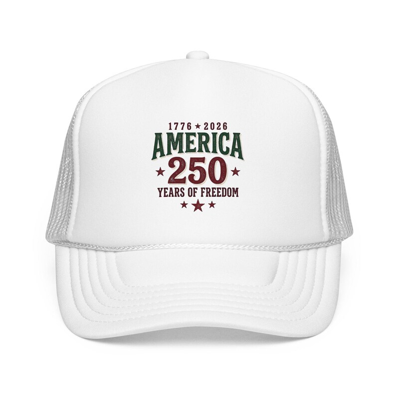 Czapka z pianki America 250 Trucker | Patriotyczna, zabytkowa uroczystość USA zdjęcie 10