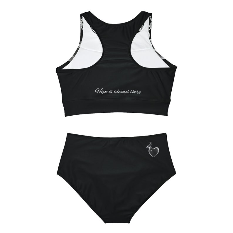 Vêtements de plage actifs Ensemble de bikini à motifs sportifs AOP,Maillot de bain athlétique tendance,Deux-pièces athlétiques chics Bikini sportif à imprimés image 3