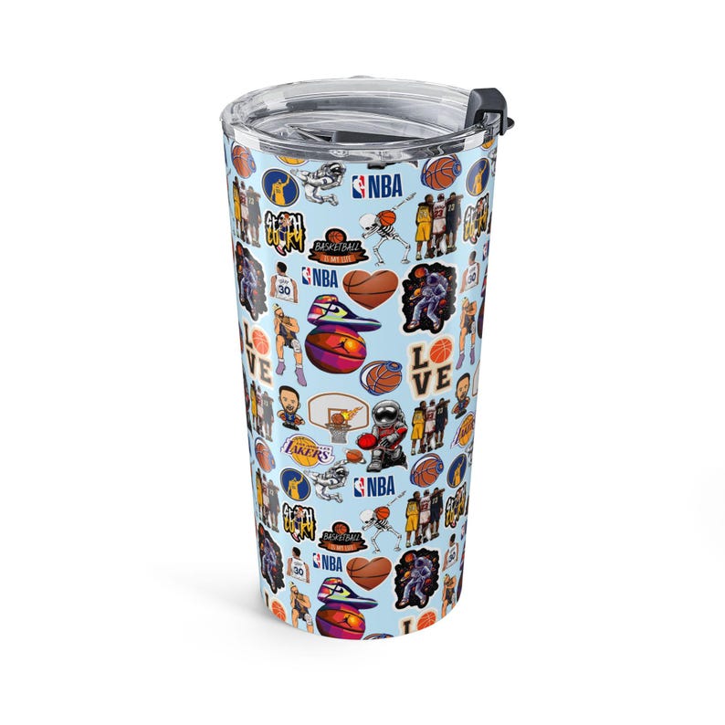 NBA Collage Drinkbeker 590 ml | Basketballogo's, spelers, harten afbeelding 1