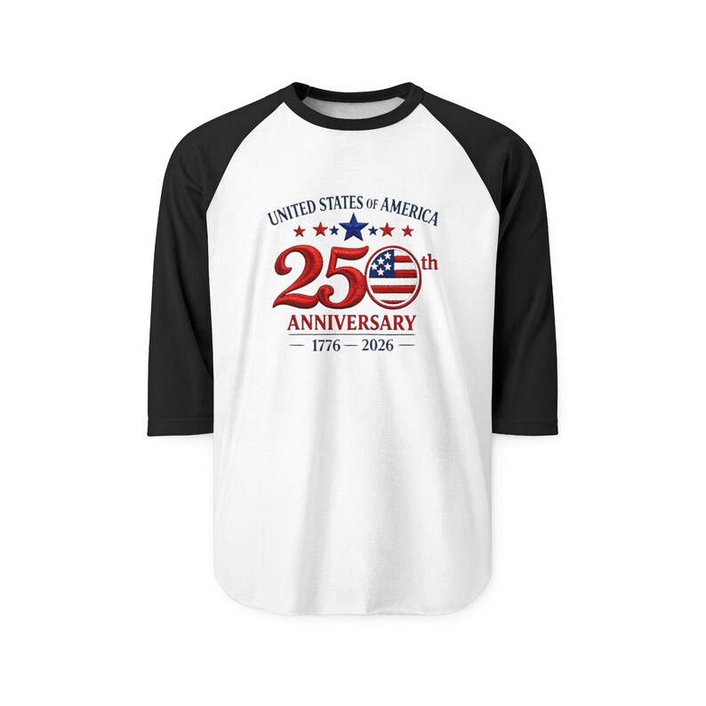 25th Anniversary USA Flag Logo Raglan Shirt | 1776-2026 image 11