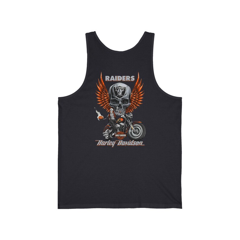 Unisex Harley Davidson fans Tank,Raiders Skull with Wings Motorcycle | Biker Racing Tank Top image 11