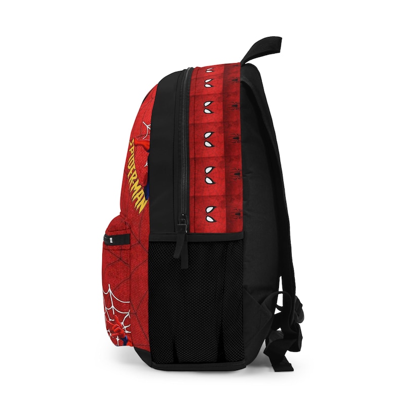 Spider Mask Name Backpack | Personalized Red Spiderweb Comic Design image 3