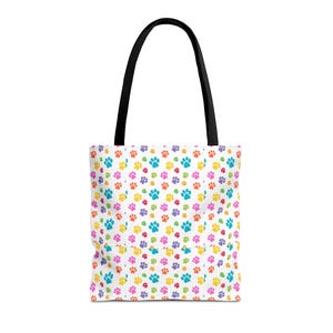 Colorful Paw Print Tote Bag | Playful Pet Lover Accessory image 1