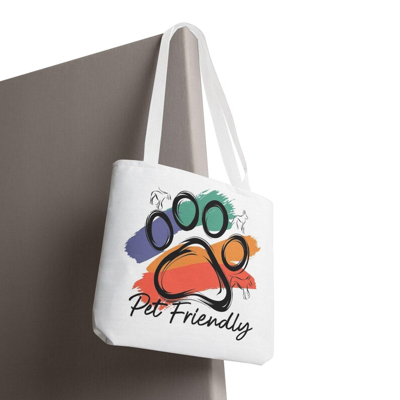 Colorful Paw Print Pet Friendly Tote Bag | Animal Lover Tote image 18