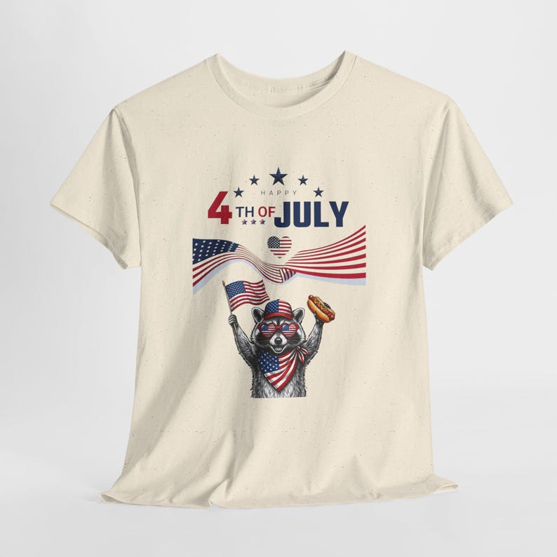 USA 250 Years Patriotic Raccoon 4th of July Tee | American Flag, Fireworks image 7