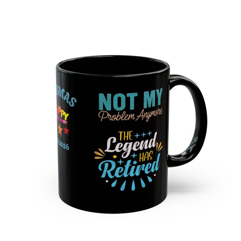Personlig svart kaffemugg för pensionering | Legenden har gått i pension-mugg, present till honom bild 8
