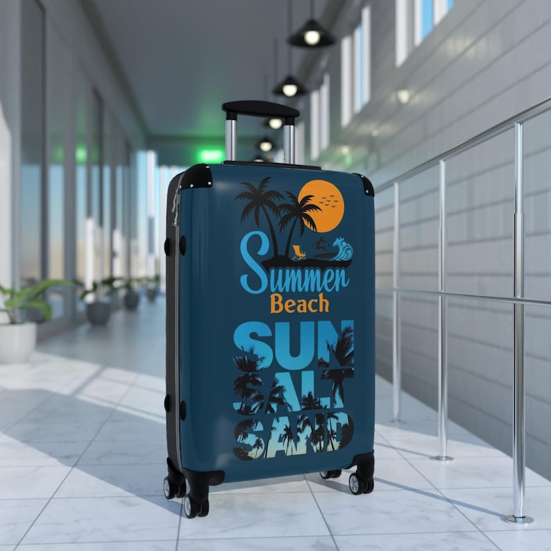 Summer Beach Sunset palm trees suitcase | Sun Salt Sand travel luggage image 2