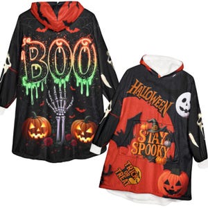 Coperta con cappuccio Stay Spooky Halloween / Zucca Boo per dolcetto o scherzetto immagine 1