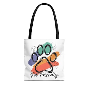 Colorful Paw Print Pet Friendly Tote Bag | Animal Lover Tote image 1
