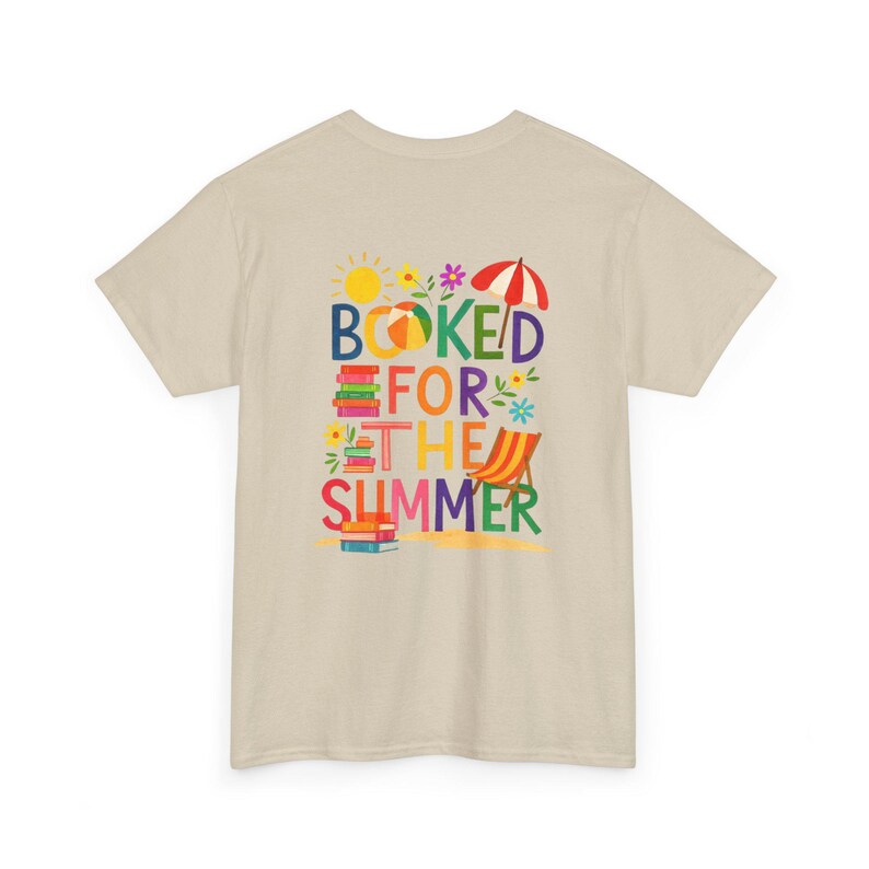 Booked for the Summer Tee | Reading Beach Book Stack Tee image 3