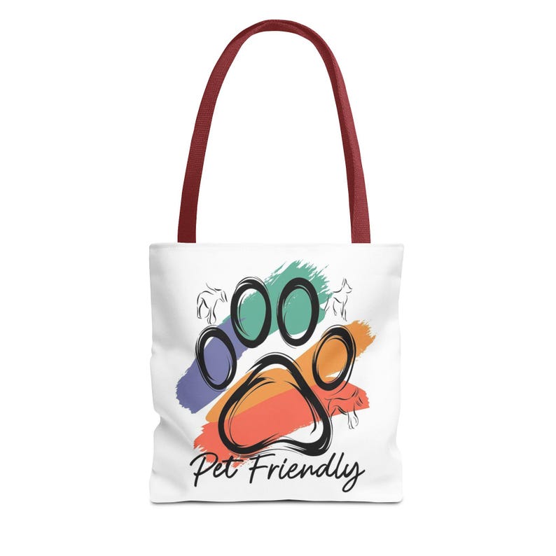 Colorful Paw Print Pet Friendly Tote Bag | Animal Lover Tote image 4