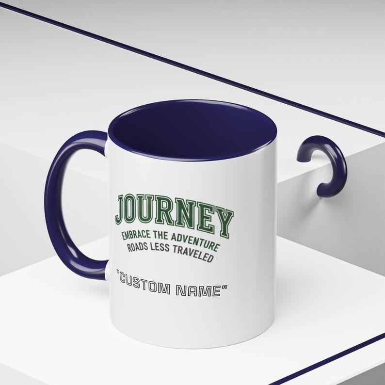 Custom Name Journey Embrace the Adventure Roads Less Traveled Mug | Accent Coffee Mug image 4