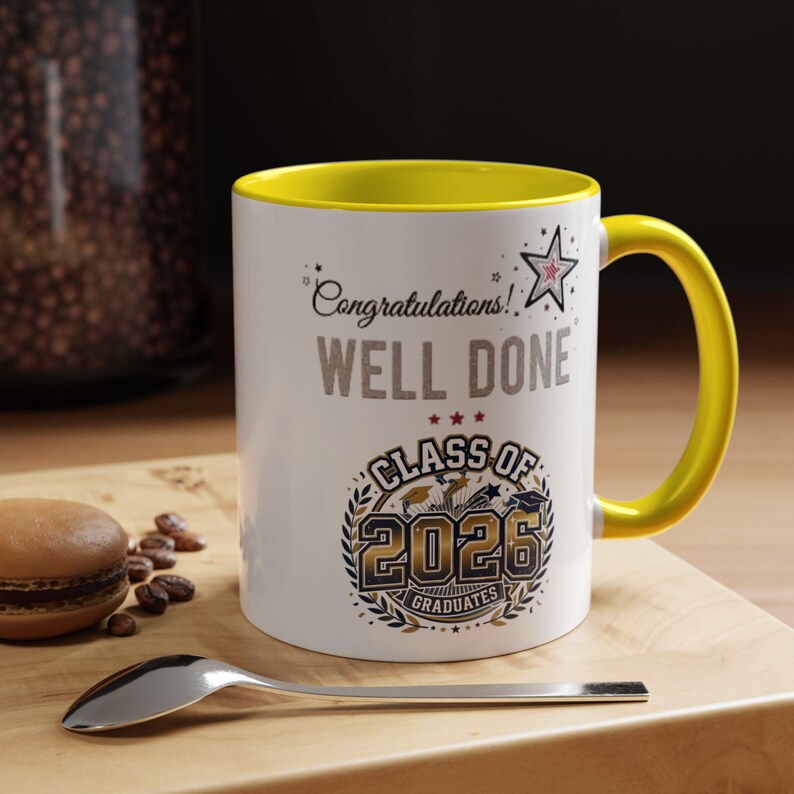 Klasse von 2026 Abschluss Herzlichen Glückwunsch Tasse | Akzent-Kaffeebecher Bild 17