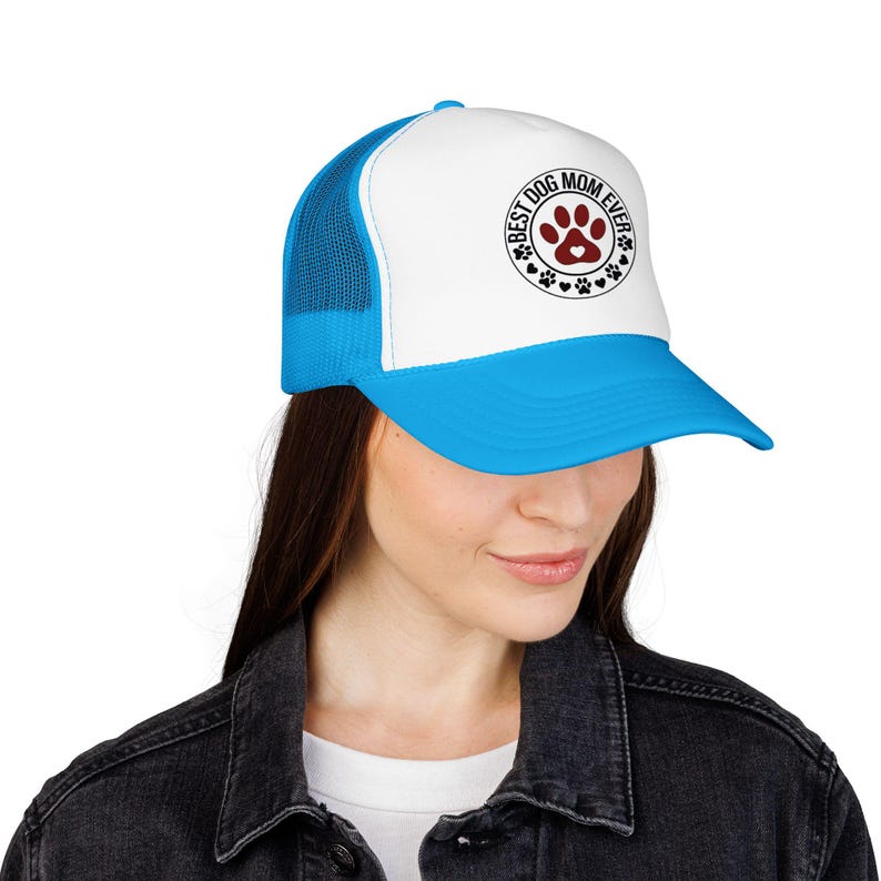 Best Dog Mom Ever paw print Foam Trucker Hat | Dog Lover trucker cap image 5
