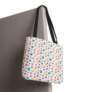 Colorful Paw Print Tote Bag | Playful Pet Lover Accessory image 16