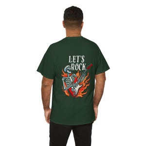 Black Music Funs Guitar T-Shirt | Flaming Skull Rock Music Tee image 17