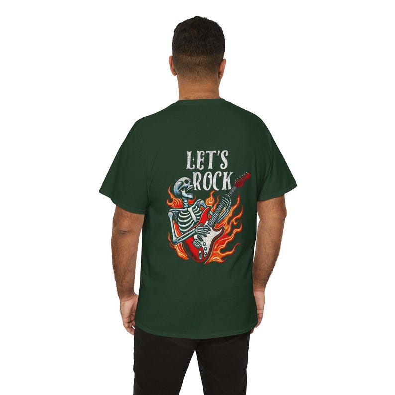 Black Music Funs Guitar T-Shirt | Flaming Skull Rock Music Tee image 17