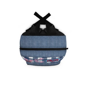 Mochila de mezclilla personalizada con parches / Mochila escolar infantil con nombre, placa "Me encantan los libros" imagen 4