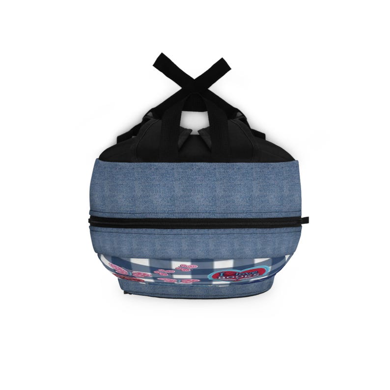 Mochila de mezclilla personalizada con parches / Mochila escolar infantil con nombre, placa "Me encantan los libros" imagen 4