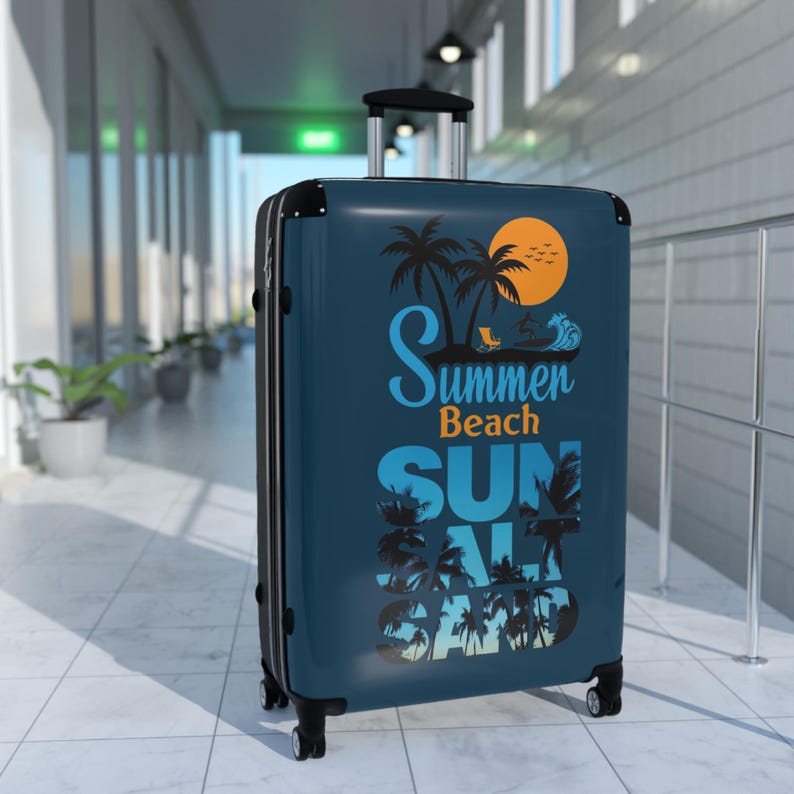 Summer Beach Sunset palm trees suitcase | Sun Salt Sand travel luggage image 4